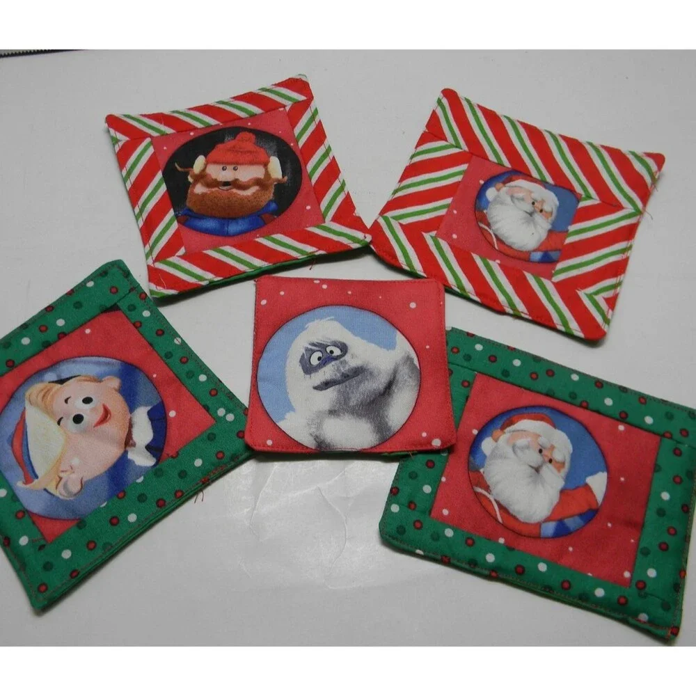Handmade Vintage Coasters Hot Mats Characters from Rudolph Set of 5 Christmas